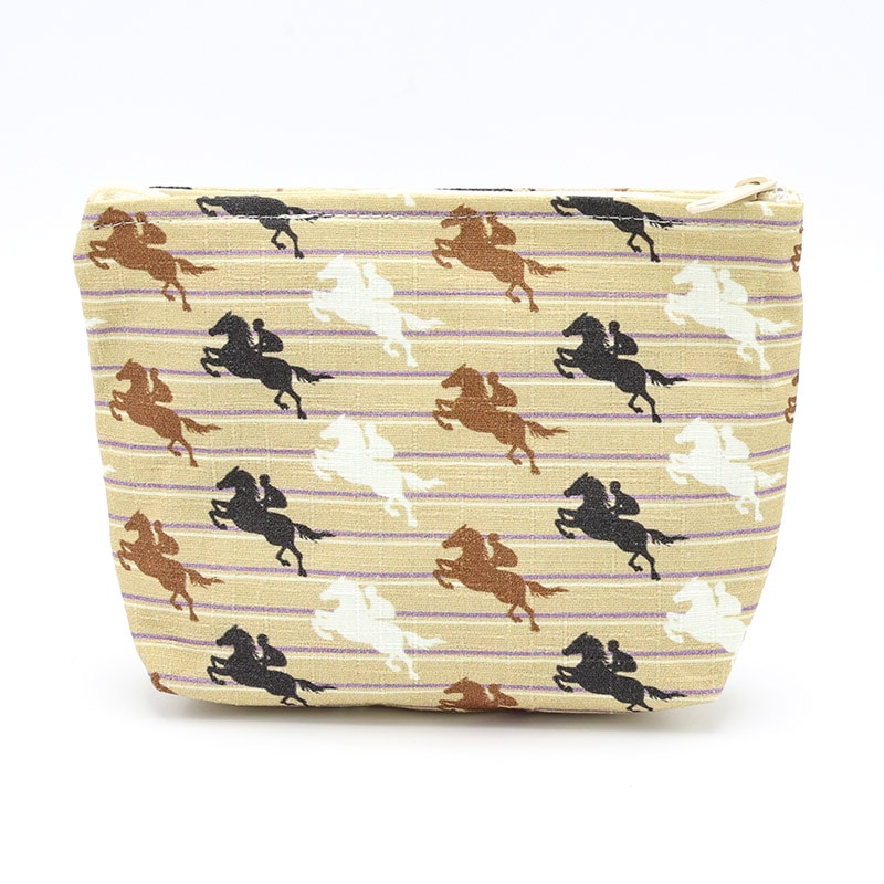 競走馬総柄 舟形ポーチ【ベージュ】 | カテゴリー一覧,雑貨・カプセル