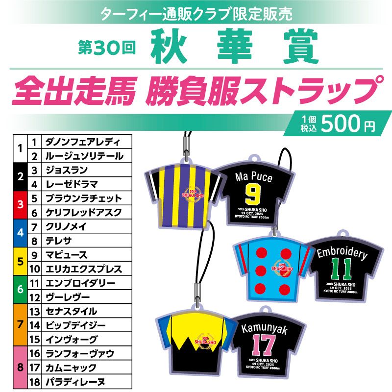 競馬 JRA G1 勝負服ストラップ 850- 11月中旬発送】第30回秋華賞勝負服ストラップ | カテゴリー一覧