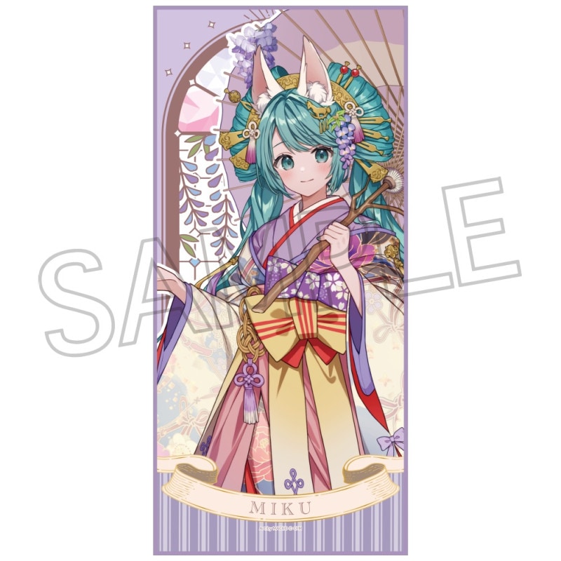 初音ミク　百鬼夜行 ～麗宴～　フェイスタオル　C 白狐（しろぎつね）