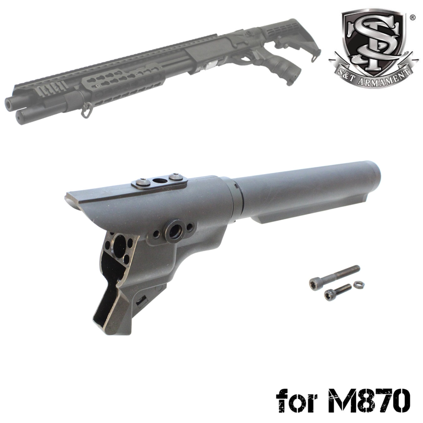 S＆T M870 ストックパイプ付 M4グリップアダプター / S&T M870 Stock&Grip Adapter for S&T M870 series