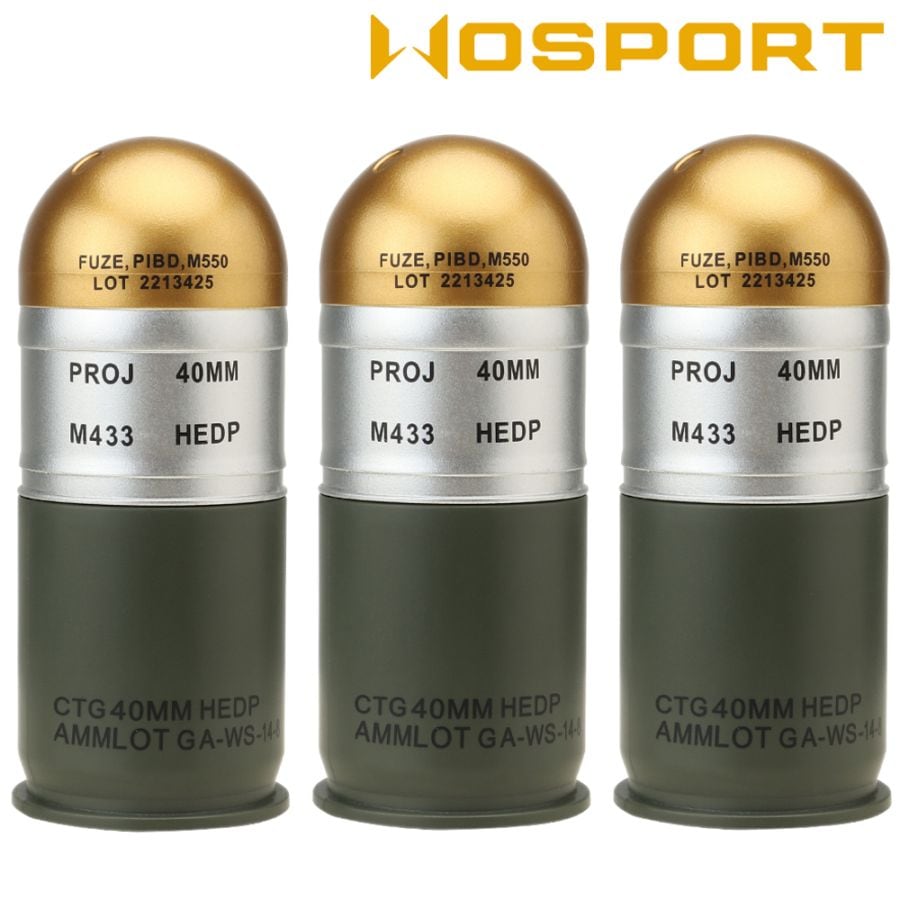 WOSPORT M433タイプ ダミーグレネードランチャーカートリッジ 3ps / M433 Dummy Grenade Set