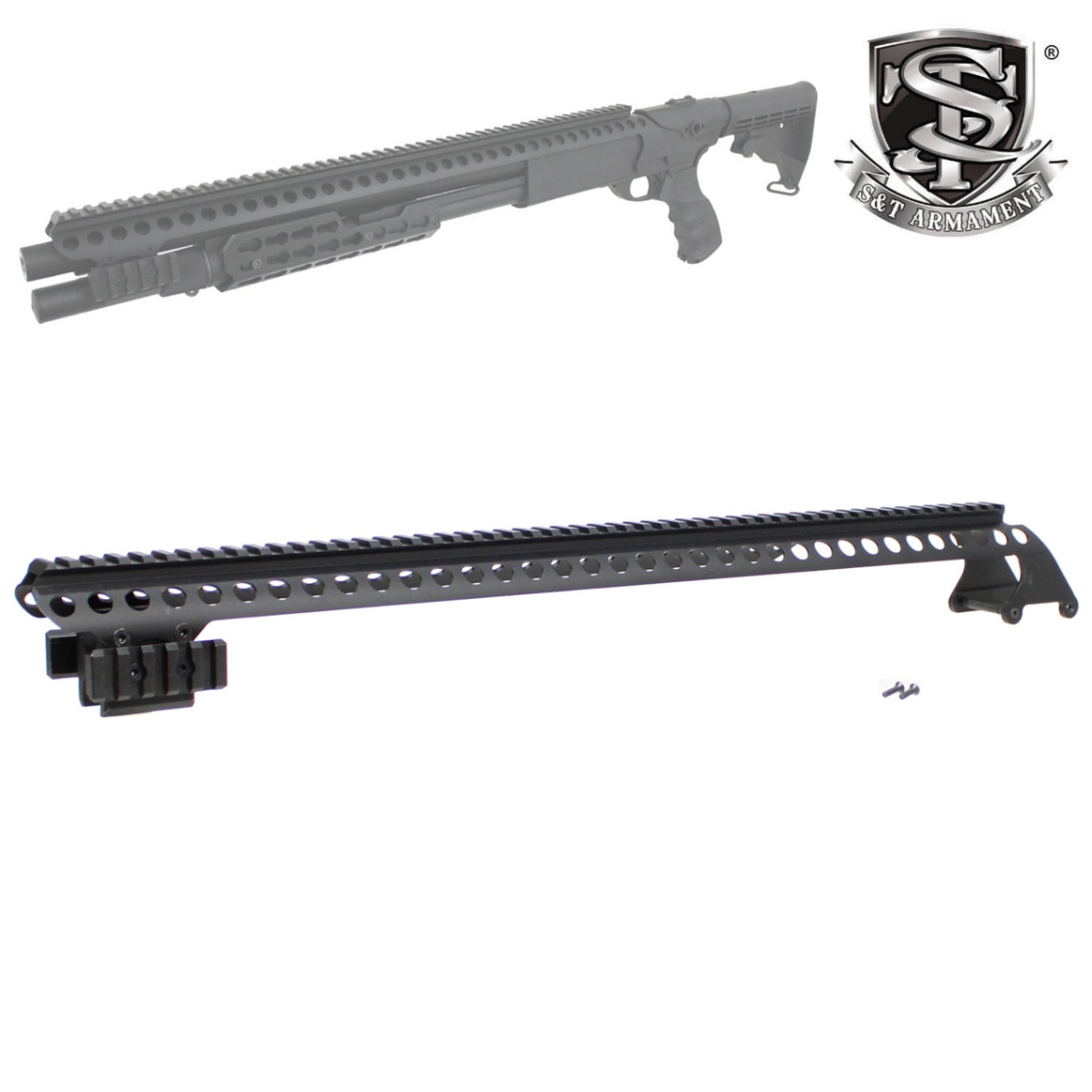 S＆T M870 ショットガン用 レシーバーレール ロング Black / Long Receiver rail for S&T M870