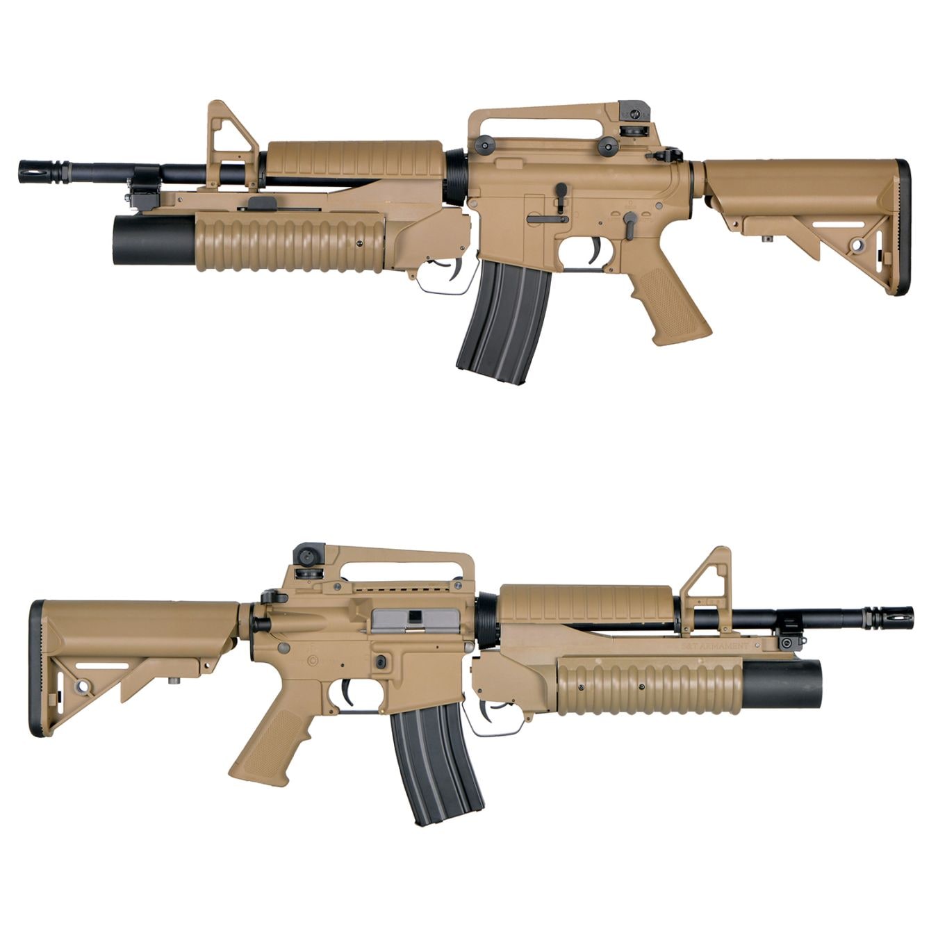 【7月下旬入荷予定 予約商品】S＆T M4A1 スポーツライン 電動ガン with M203 グレネードランチャー(ショート) DE