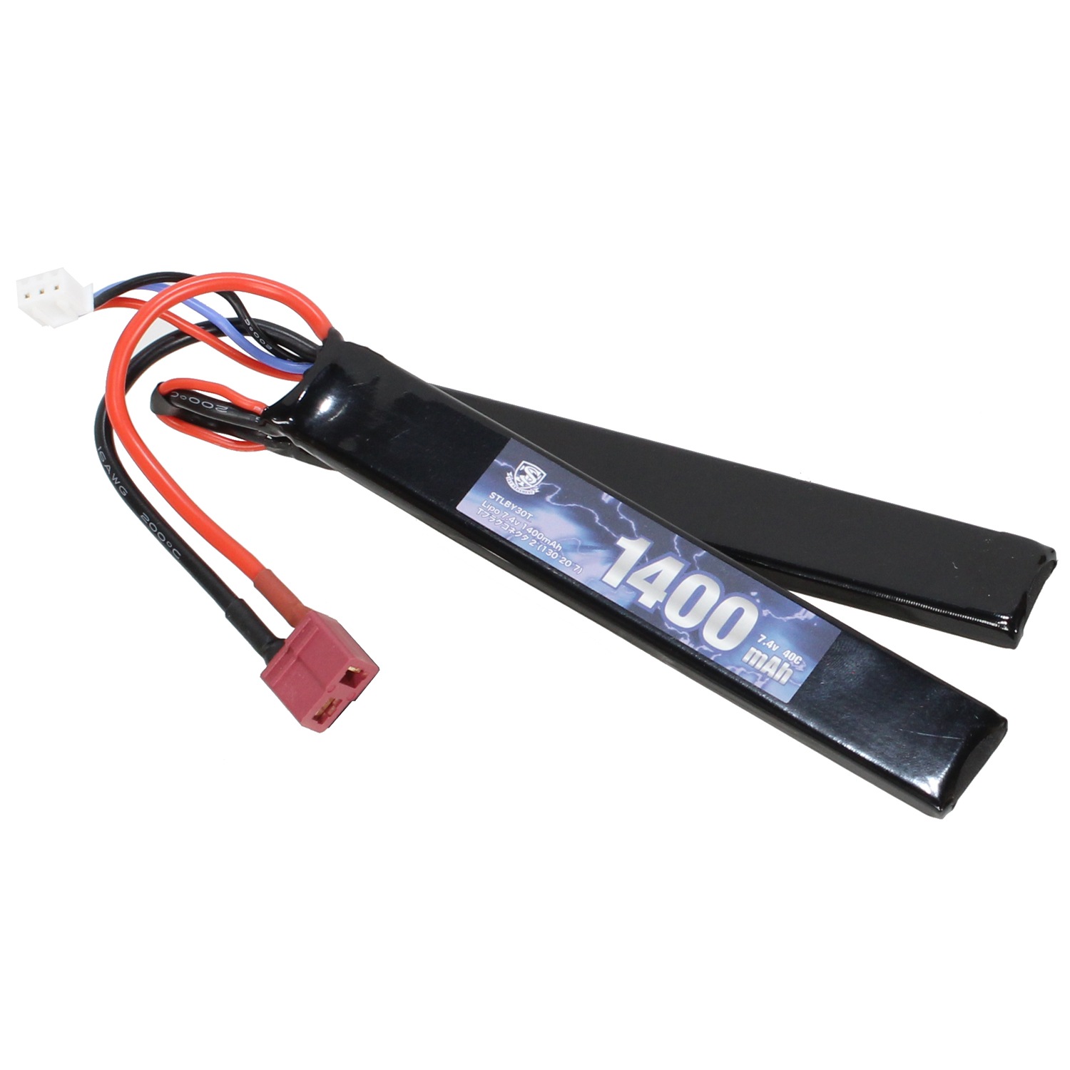 S＆T 7.4v Lipo 1400mAh 40C  セパレートバッテリー ミニorT型コネクター(123*19*5*2)