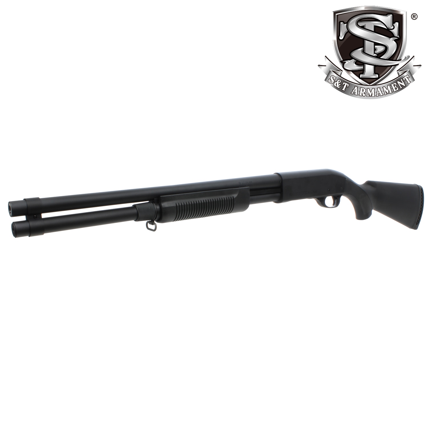 S＆T M870 ロング BK/BK エアーショットガン SUPER MAGNUM刻印