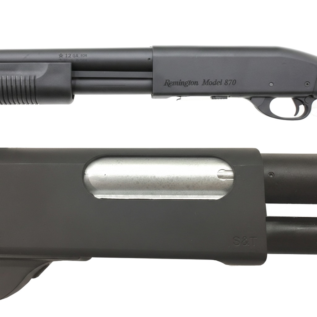S＆T M870 ロング エアーショットガン Black Remington刻印