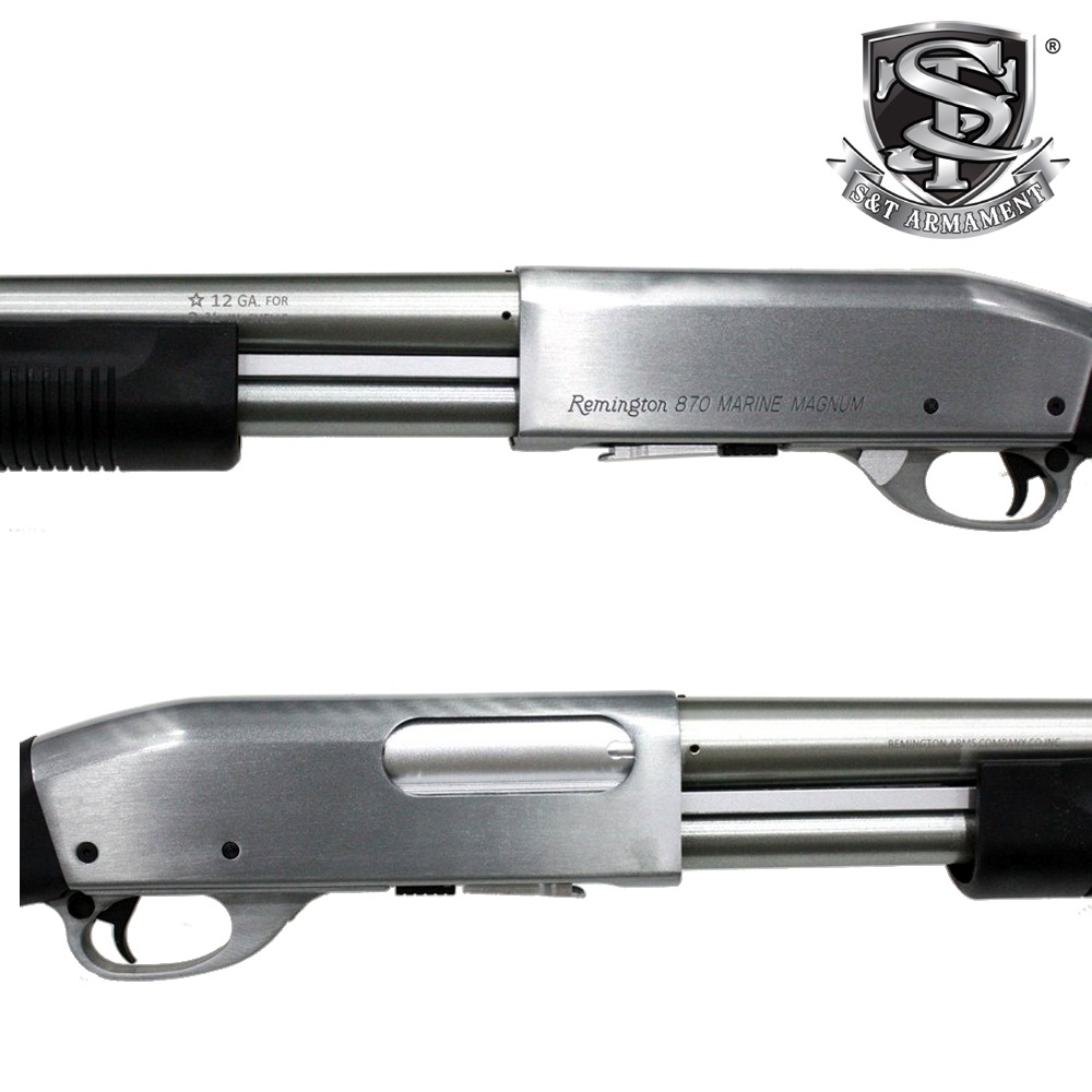 S＆T M870 ロング エアーショットガン Silver＆Black