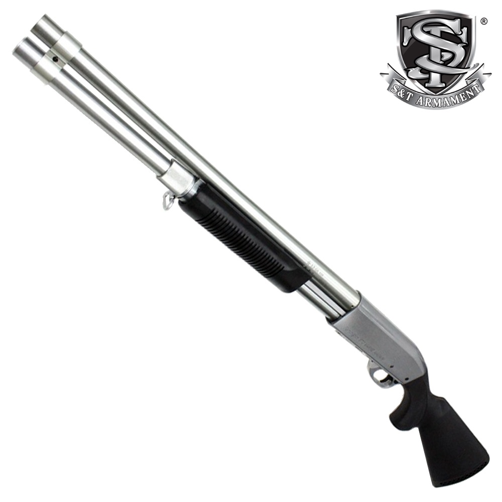 S＆T M870 ロング エアーショットガン Silver＆Black