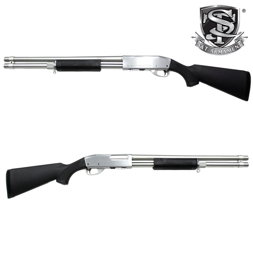 S＆T M870 ロング エアーショットガン Silver＆Black