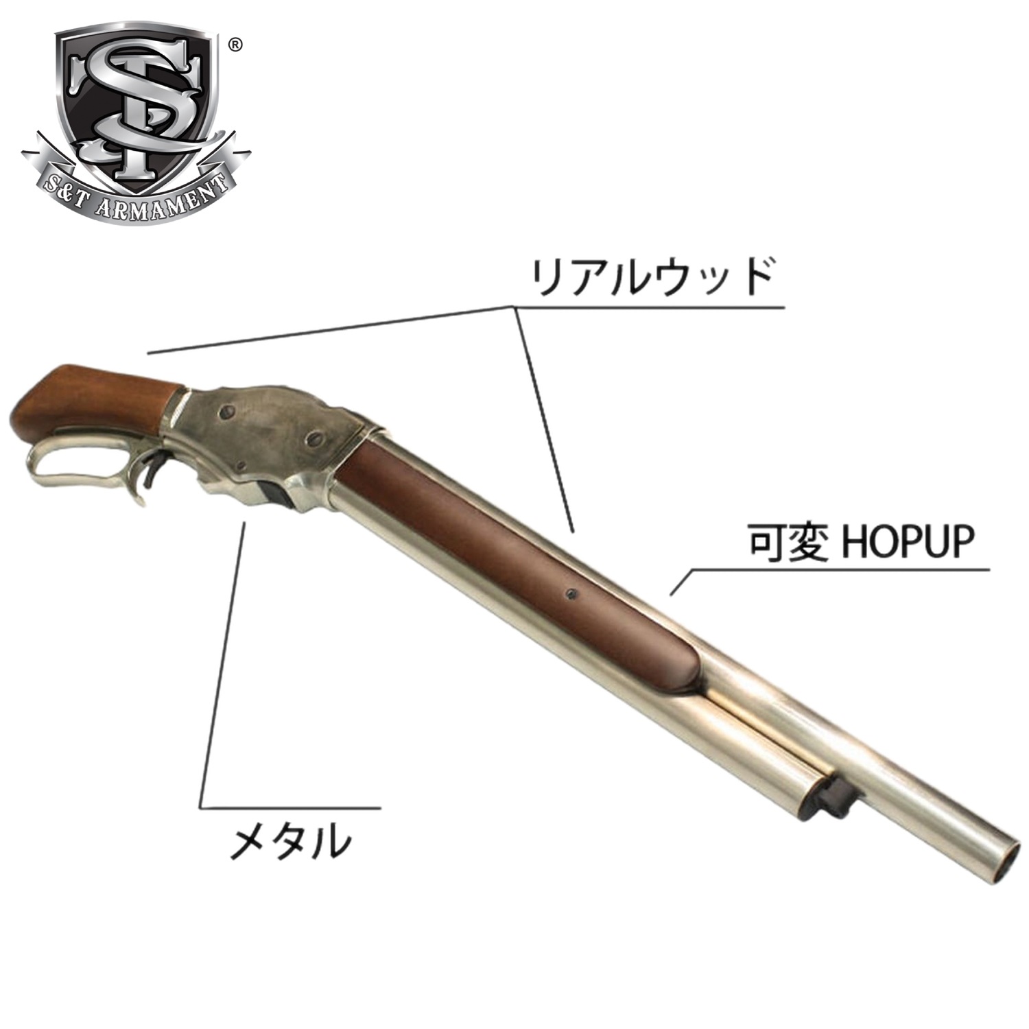 S&T M1887 ガスショットガン リアルウッド S&T ウィンチェスター M1887 レバーアクション ガスショットガン