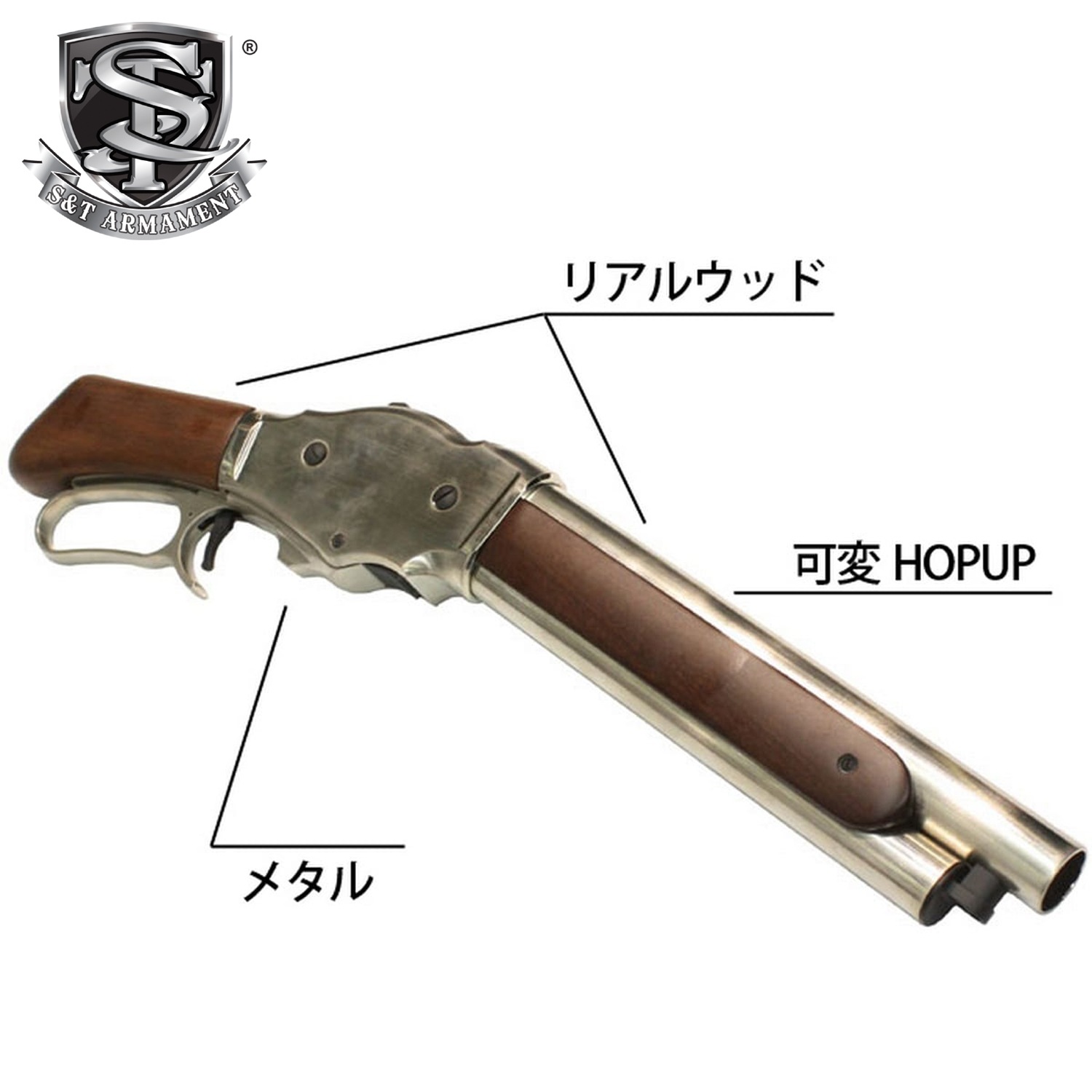 S＆T ウィンチェスター Ｍ1887 ワイルドカード ガスショットガン リアルウッド Silver