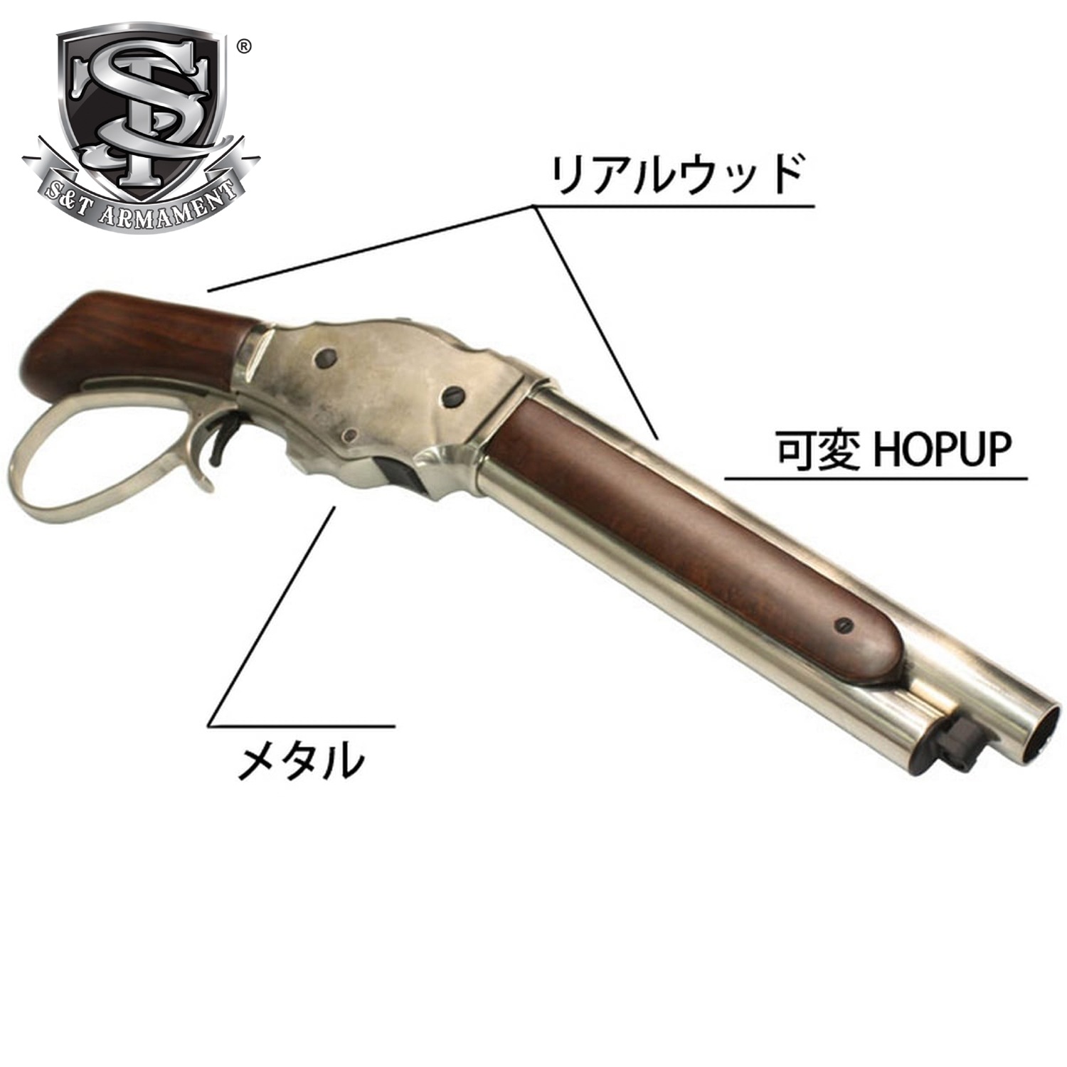 S＆T ウィンチェスター Ｍ1887 ワイルドカード ガスショットガン リアルウッドSilver ワイドレバー