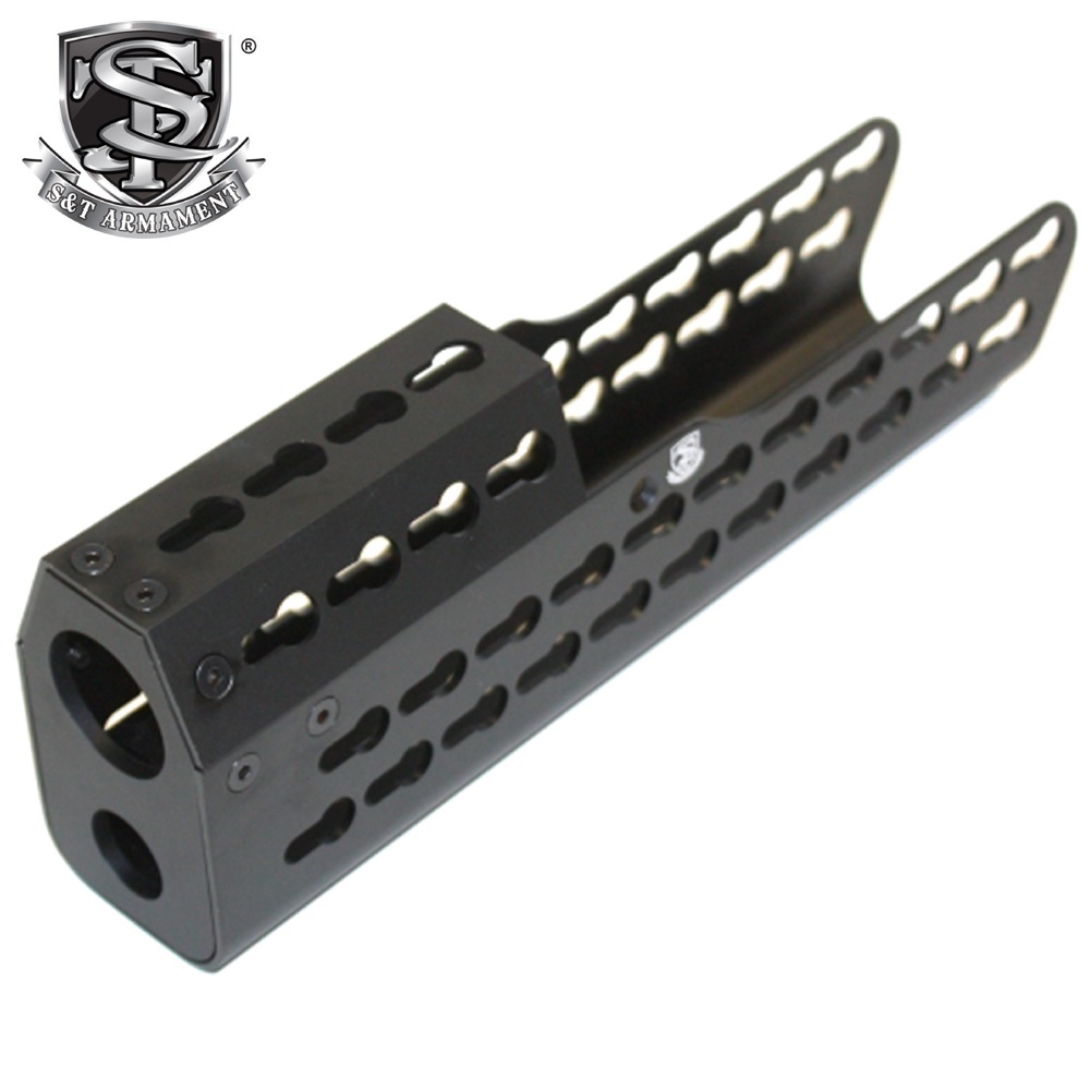 S&T TAVOR Keymod Suppressor タボールハンドガード S&T TAVOR用 KEYMODタイプ サプレッサー BK ≪110mmサプセット