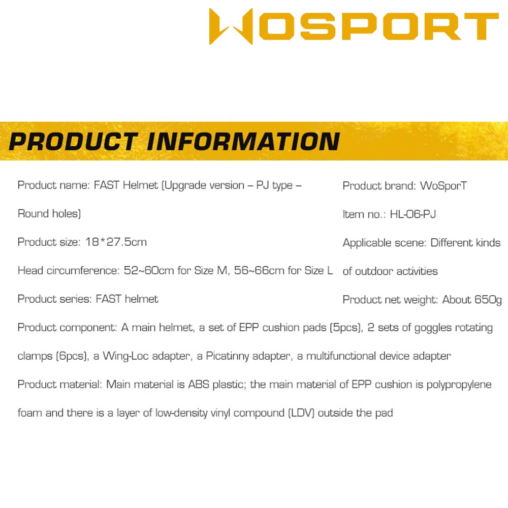WOSPORT FASTタイプ PJヘルメット