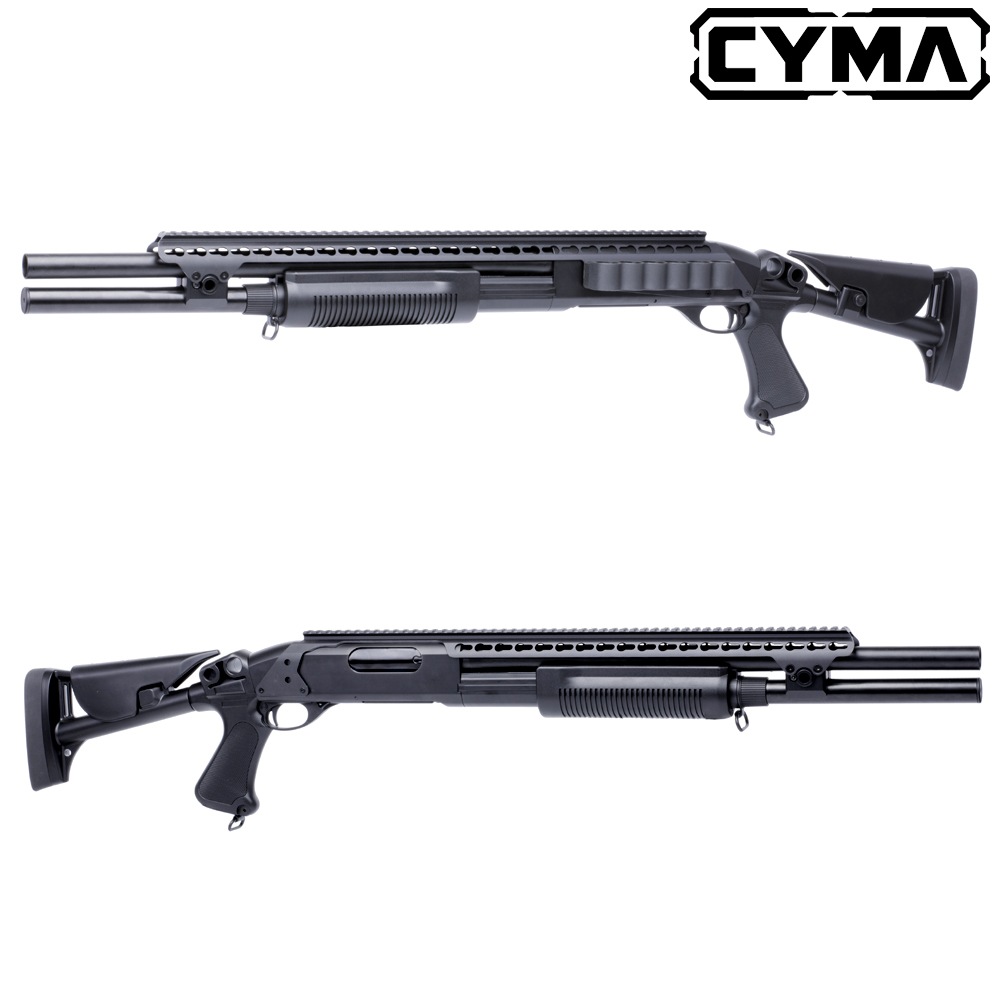 CYMA M870-L Keymod Tac. リトラクタブルストック フルメタルショットガン Black