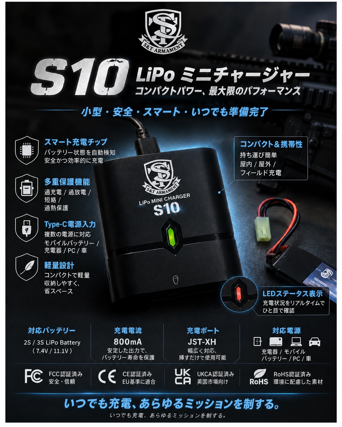 S＆T S10 LiPoミニチャージャー