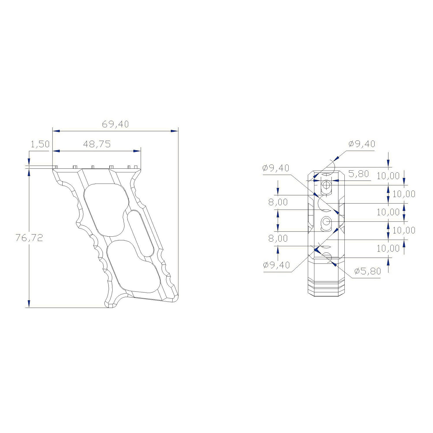 HALO MiniVertタイプ グリップ (MLOK&KEYMOD)