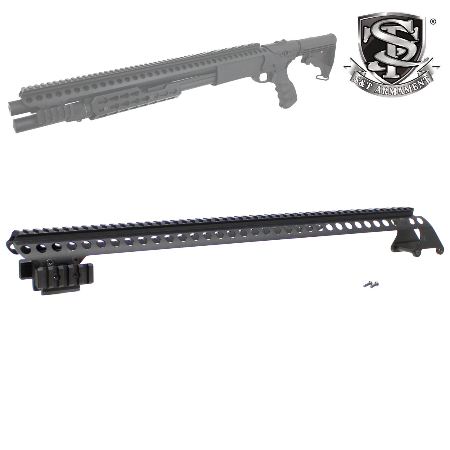 S＆T M870 ショットガン用 レシーバーレール ロング Black / Long