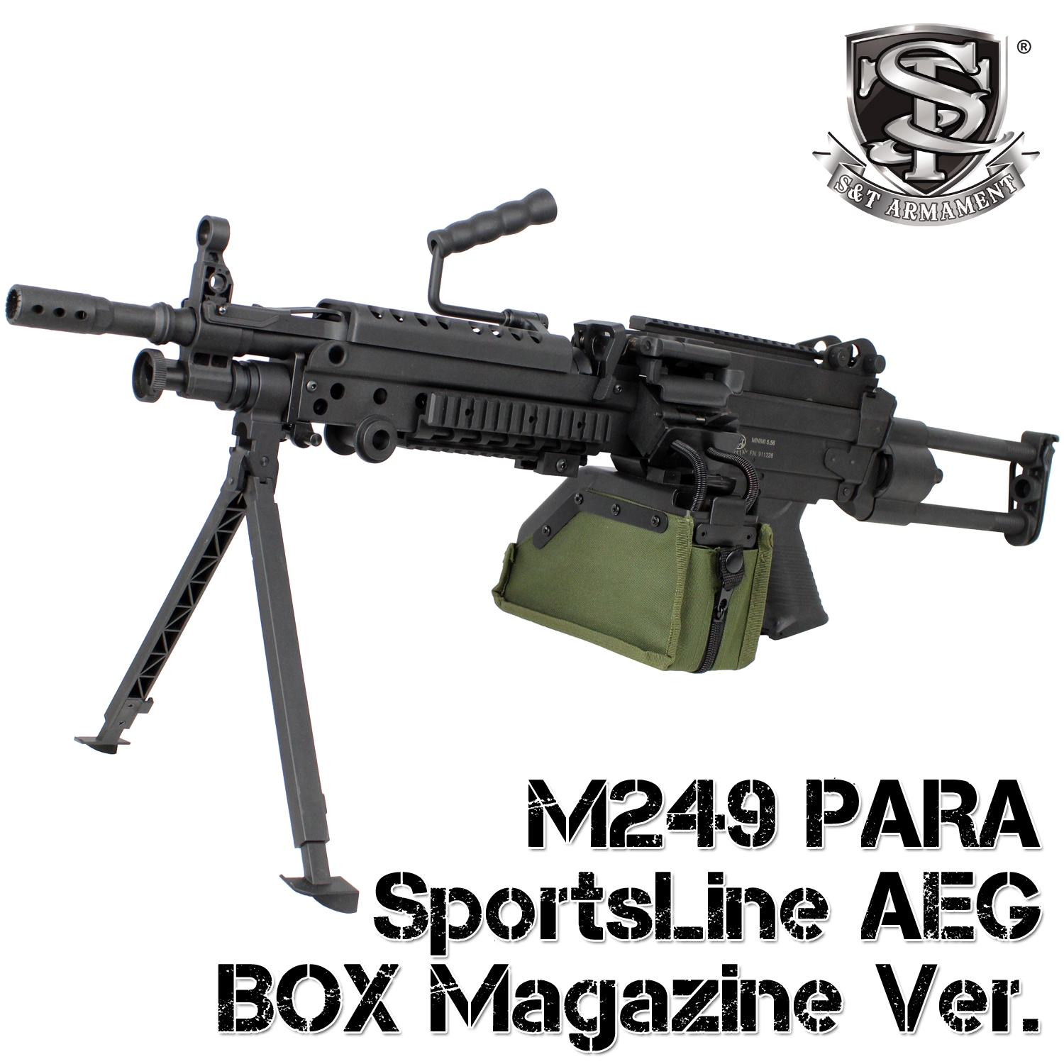 S＆T M249 PARA BK スポーツライン電動ガン Boxマガジン仕様