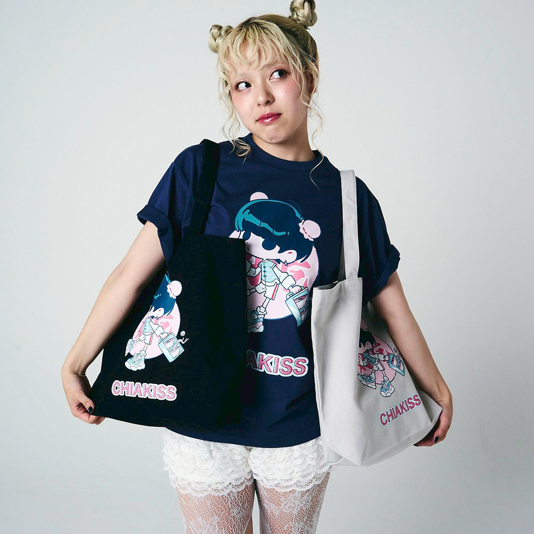 CHIAKISS×およ 好吃 TOTE BAG【BLACK】｜ULATAKALAKA
