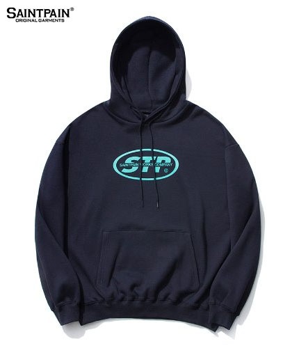 【SAINTPAIN】SP ELLIPSE LOGO HOOD-NAVY