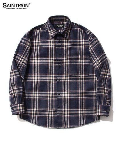 【SAINTPAIN】SP FLANNEL CHECK SHIRTS-NAVY