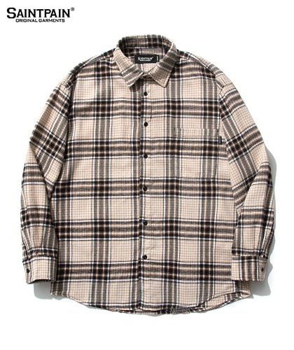 【SAINTPAIN】SP FLANNEL CHECK SHIRTS-BEIGE
