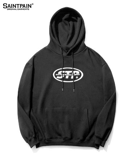 【SAINTPAIN】SP ELLIPSE LOGO HOOD-BLACK
