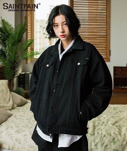 【SAINTPAIN】SP COTTON WASHING TRUCKER JACKET-BLACK