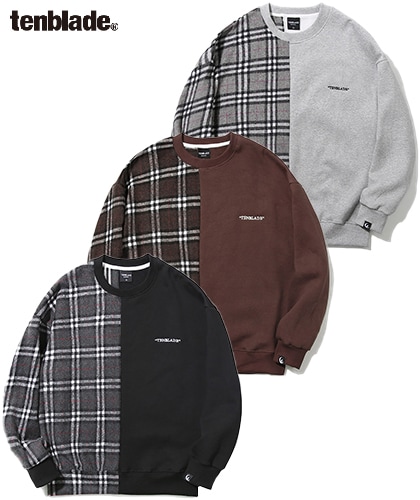 【TENBLADE】Serif logo check sweat shirt