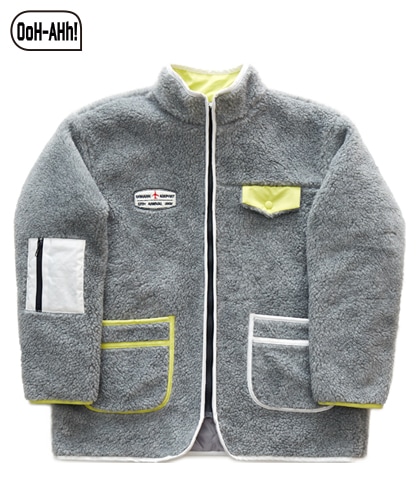 【OoH-AHh!】UNI BOA FUR ZIP UP-GRAY