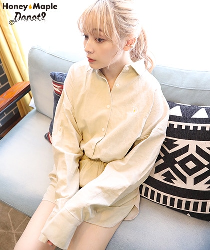 【Donot2 HoneyMaple】Linen shirts setup/リネンシャツセットアップ ベージュ