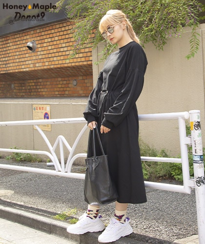 【Donot2 HoneyMaple】Cutsew Onepiece/カットソーワンピースブラック