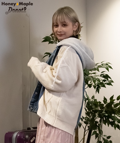 【Donot2 HoneyMaple】Switching hood Jacket/スイッチングフードジャケット アイボリー