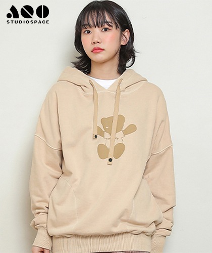 【AQOstudiospace】AQO PIGMENT TEDDY HOODIE