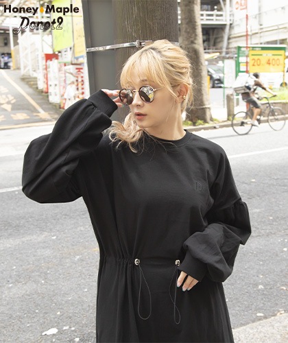 【Donot2 HoneyMaple】Cutsew Onepiece/カットソーワンピースブラック