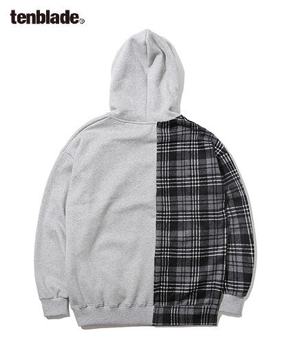 【TENBLADE】Serif logo check hoodie