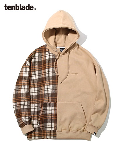 【TENBLADE】Serif logo check hoodie