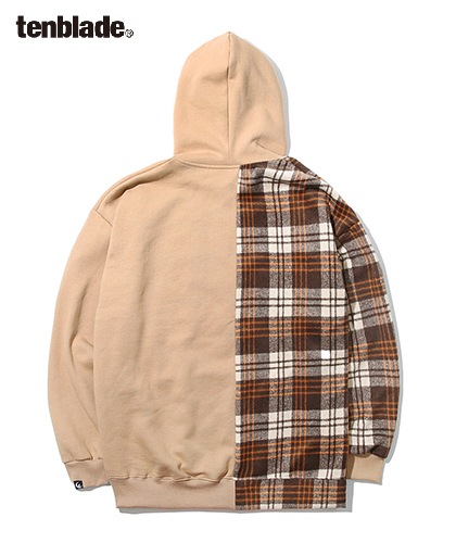 【TENBLADE】Serif logo check hoodie