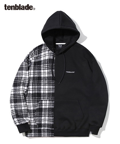 【TENBLADE】Serif logo check hoodie