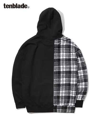 【TENBLADE】Serif logo check hoodie