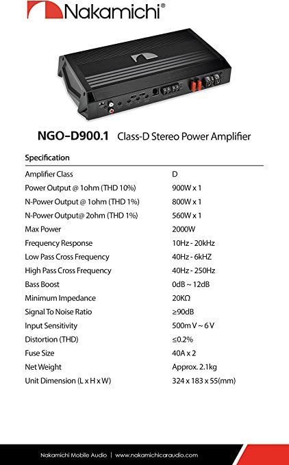 NGO-D900.1 1ch Max.5400W NGOシリーズ ナカミチ Nakamichi | アンプ
