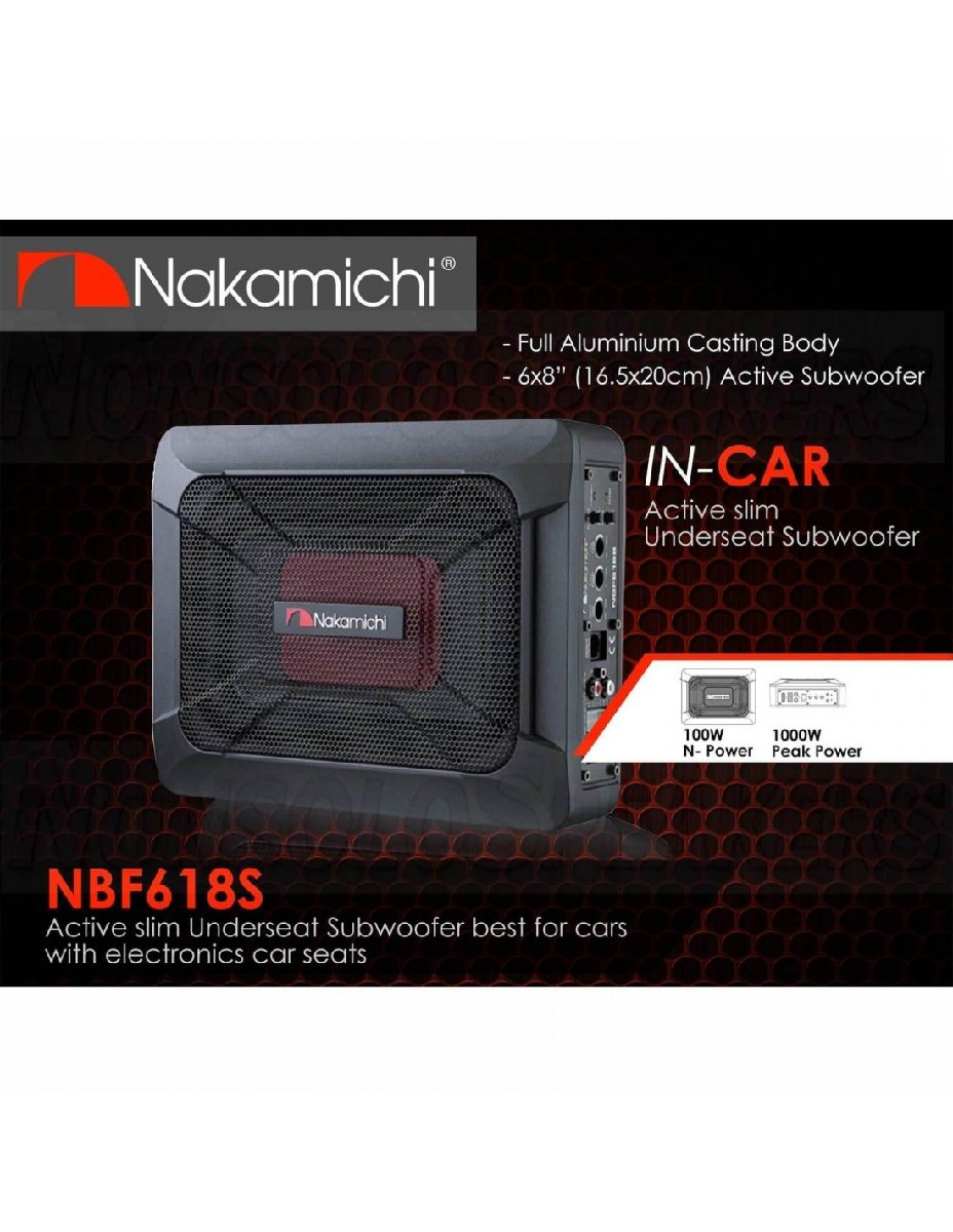 NBF618S (6x8インチ) アンプ内蔵 薄型 アルミ材質 Max.1000W BOX