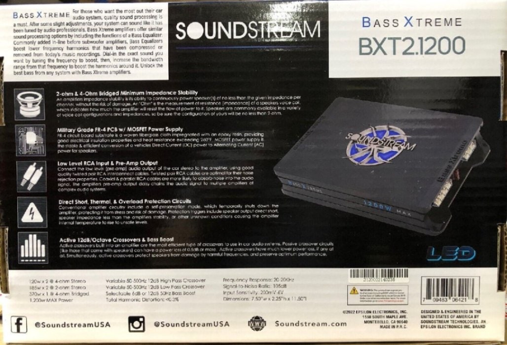 BXT2.1200 BXTシリーズ Class AB 2ch ロゴが光る Max.1200W サウンド