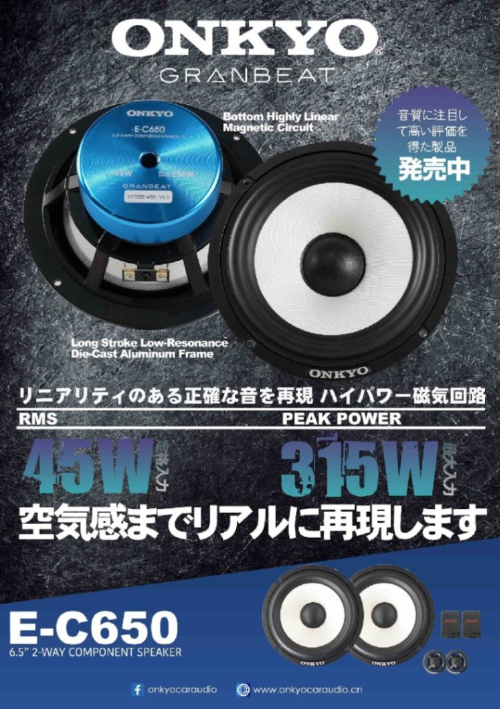 トギノン　スコーピオン6.5インチ E-C650 16.5cm (6.5インチ) Max.315W 高級ブランド オンキヨー
