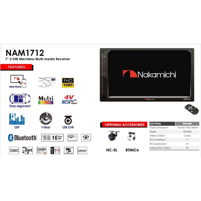 NAM1712 携帯ミラーリンク 7インチ タッチパネル 2DIN AVデッキ