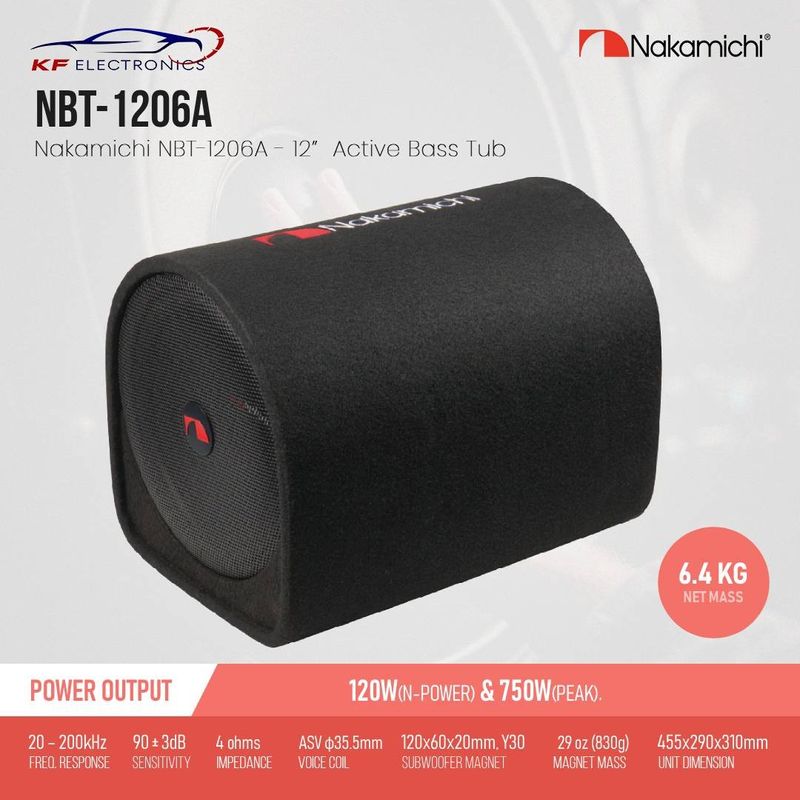NBT-1206A 30cm アンプ内蔵BOX Max.750W ナカミチ Nakamichi