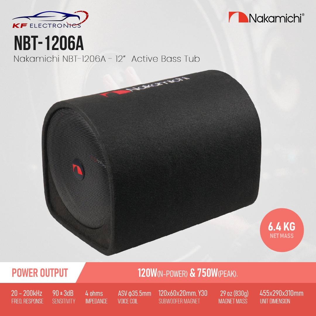 NBT-1206A 30cm アンプ内蔵BOX Max.750W ナカミチ Nakamichi