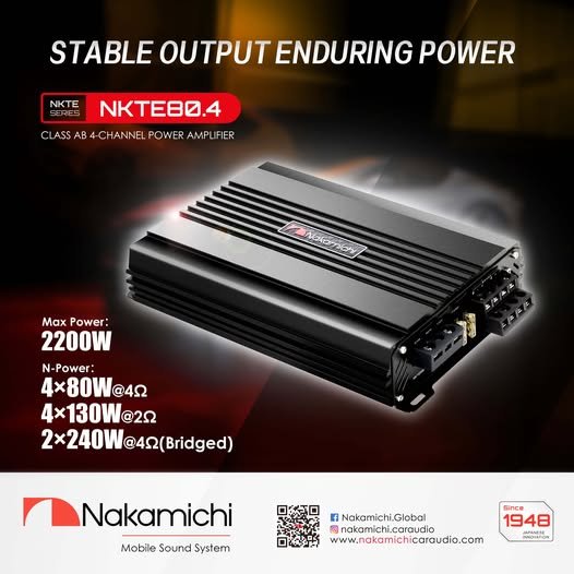 NKTE80.4 NKTEシリーズ 4ch パワーアンプ○小型○Class AB Max.2200W