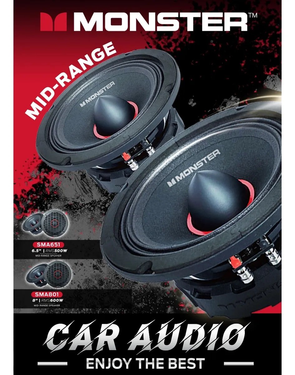 SMA651 16.5cm (6.5�����) Max.1000W �ߥåɥ�󥸥��ԡ����� (1������) ��󥹥��������ǥ��� Monster Audio
